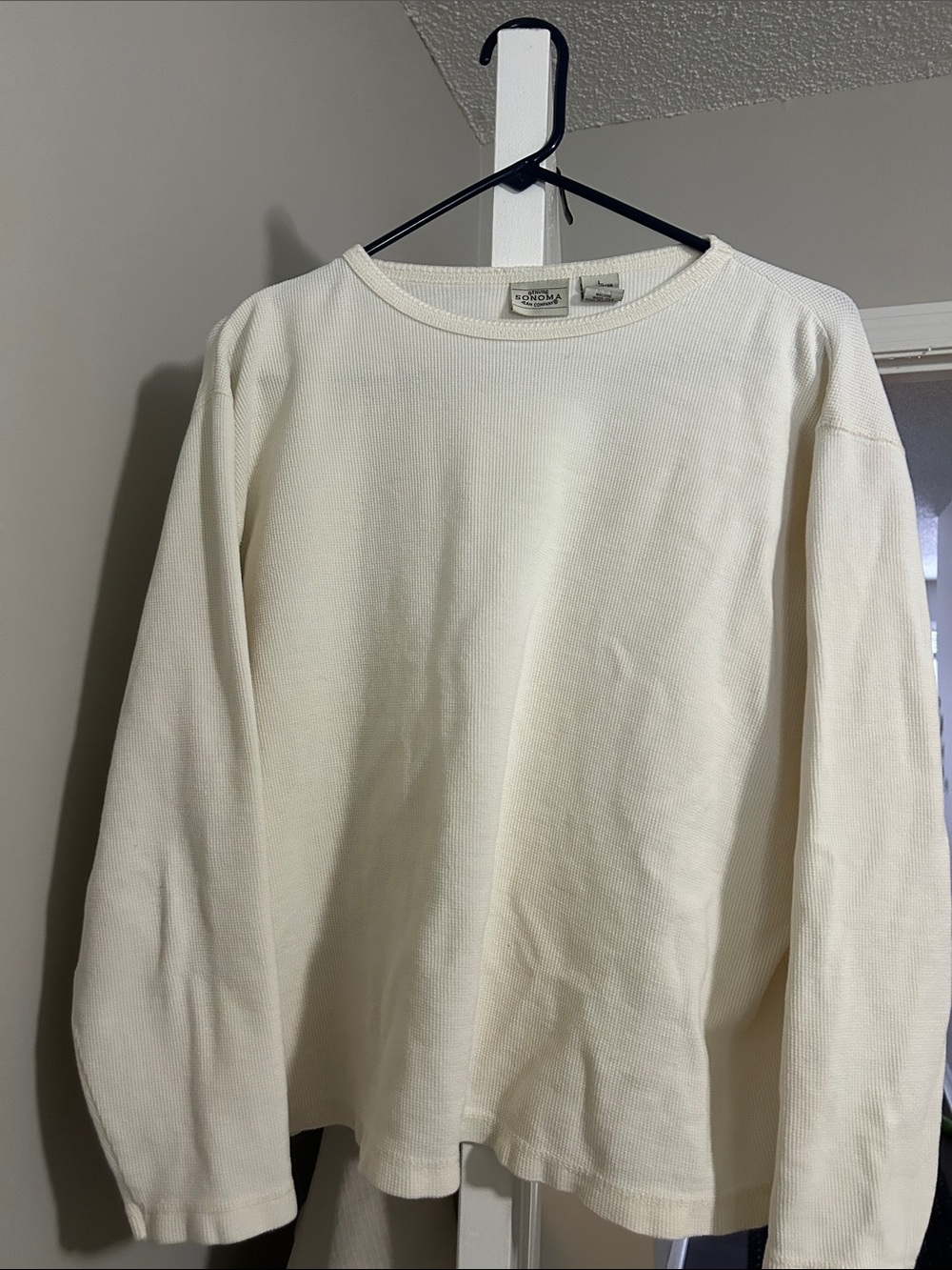 Cotton Waffle Knit Henley Long Sleeve
